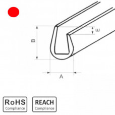 OKU 1/0,5 RD - П-образный профиль для защиты кромок, ПВХ, красный, рул {50м}